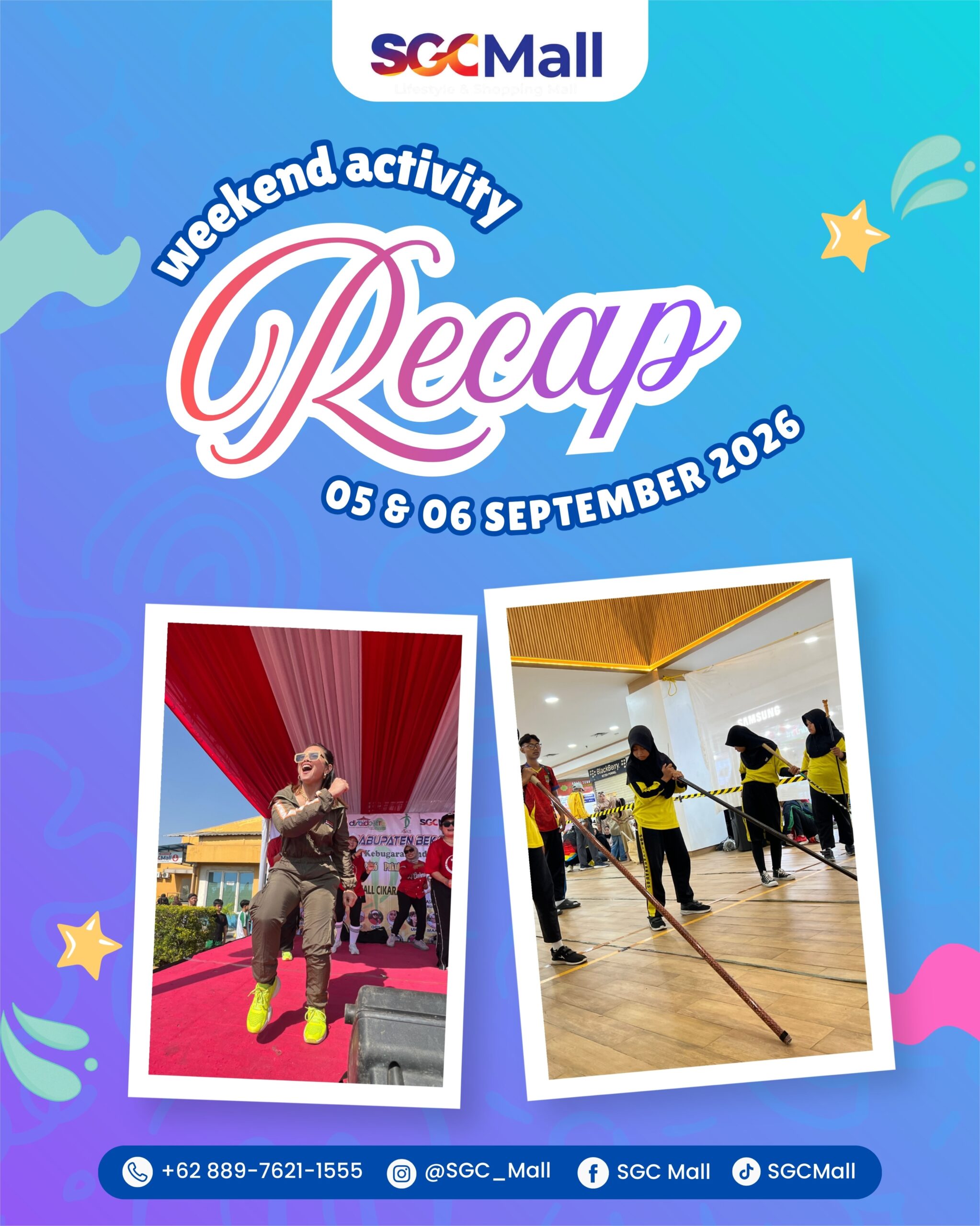 Akhir pekan kemarin, SGC Mall Cikarang dipenuhi energi positif, semangat kompetisi, dan keseruan olahraga bersama! ๐
Mulai dari Lomba Olahraga Tradisional hingga Senam Bersama & Lomba Senam dalam rangka FORMASKAB IV Kabupaten Bekasi 2026, semuanya berlangsung meriah bersama para peserta, keluarga, teman, dan komunitas. ๐โจ
Terima kasih untuk seluruh peserta, komunitas, dan semua pihak yang telah ikut meramaikan kegiatan di SGC Mall. Sampai jumpa di keseruan berikutnya! ๐โจ
#SGCMall #SGCMallCikarang #RecapSGC #OlahragaBersama #HidupSehat