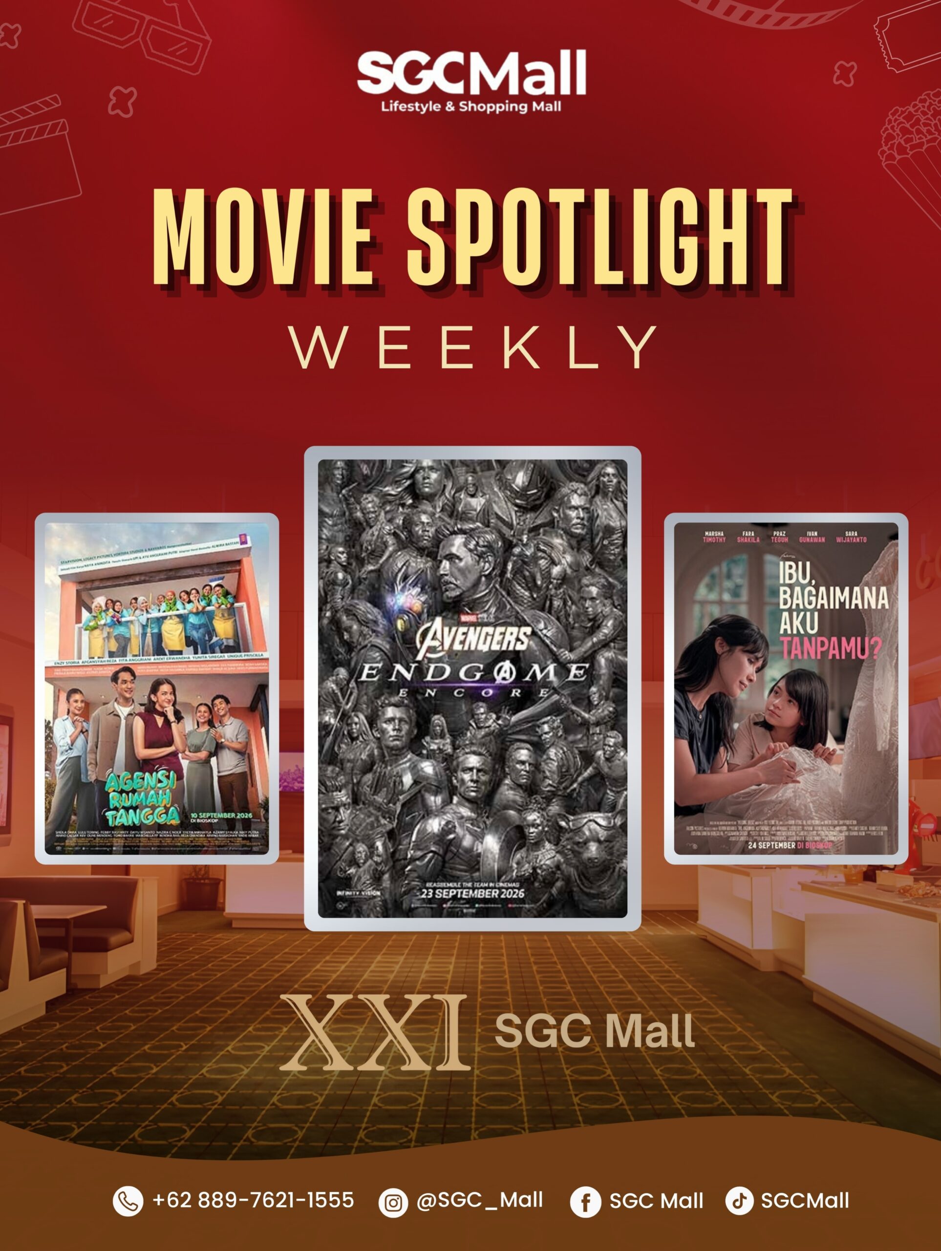 MOVIE SPOTLIGHT WEEKLY โจ๐ฌ
Weekend makin seru dengan pilihan film terbaik di XXI SGC Mall!
๐ XXI SGC Mall
Ajak teman, pasangan, atau keluarga buat nikmatin pengalaman nonton yang lebih seru minggu ini. Film mana yang jadi pilihan kamu untuk nonton? Tulis di kolom komentar ya! ๐๐ฟ
#SGCMall #MovieSpotlightWeekly #XXISGCMall #WeekendDiSGCMall #nontonyuk